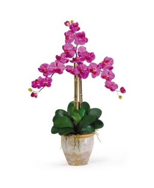 Nearly Natural Triple Phalaenopsis Silk Orchid Flower Arrangement In Dark Pink
