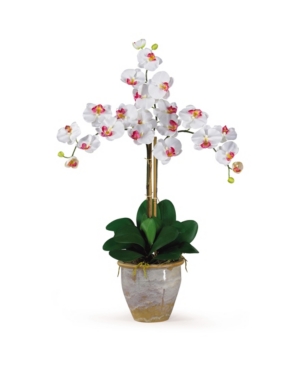 Nearly Natural Triple Phalaenopsis Silk Orchid Flower Arrangement In White