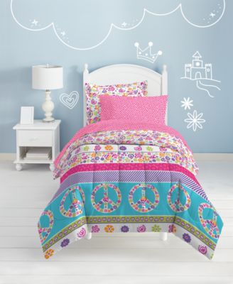 Dream Factory - Peace & Love Twin Comforter Set