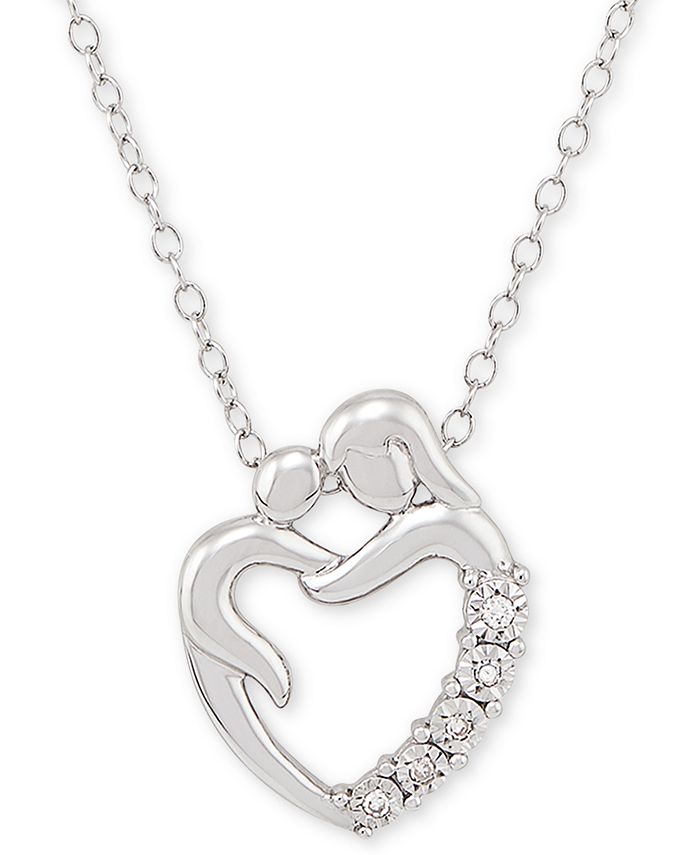 Diamond Accent Photo Heart Locket in Sterling Silver with 18K White, Yellow  or Rose Gold Plate (1 Image and Line)