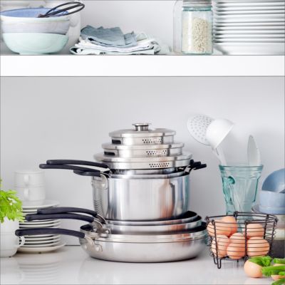 GreenPan Levels 11-Pc. Stainless Steel Stackable Ceramic Nonstick Cookware Set, Created for Macy's