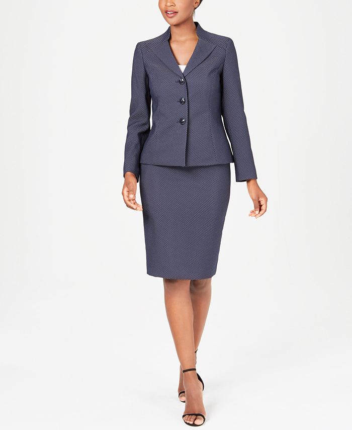 Le Suit Three-Button Piqué Skirt Suit - Macy's