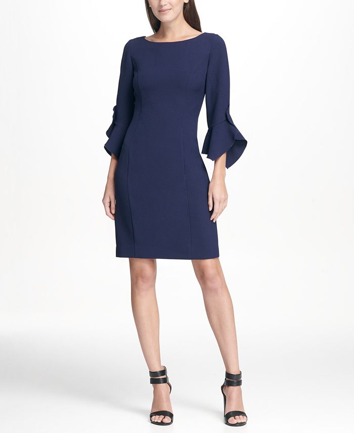 DKNY Ruffle Detail Sleeve Sheath Dress & Reviews - Dresses - Women - Macy's