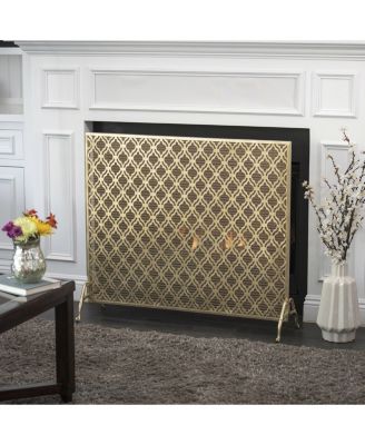 Ellias Single Panel Gold Iron Fire Screen