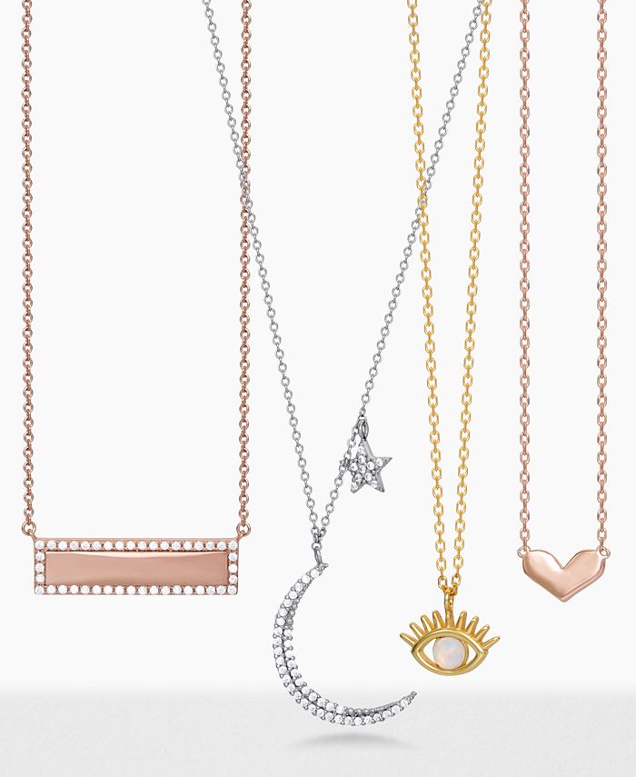 JACMEL Mini-Heart Pendant Necklace in 18k Rose Gold-Plated Sterling ...