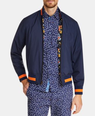 Tallia - Men's Slim-Fit Water Repellent Koi Reversible Bomber Jacket