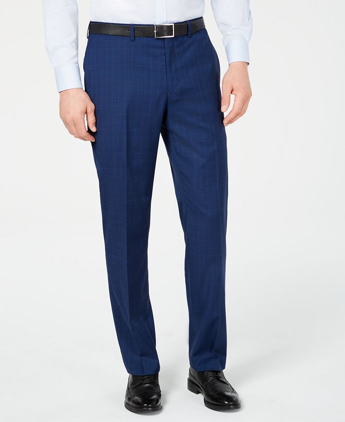Club Room Men's Classic-Fit Stretch Blue Plaid Suit, Created for Macy's ...