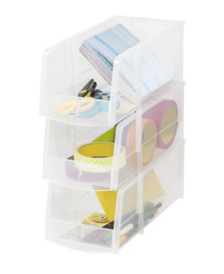 USA 8 Pack Large Storage Basket, Stackable Open Front Organizer Bin for Pantry, Clear