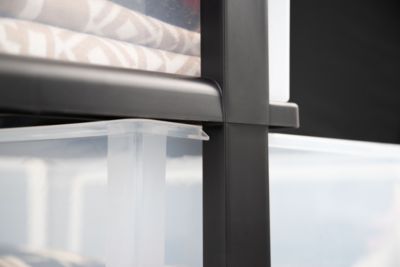 Plastic 4 Drawer Wide Storage Cart with 4 Caster Wheels, Black