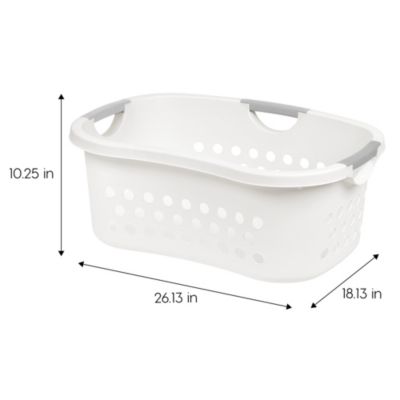 USA 50L Plastic Hip Hold Laundry Basket with Built-In Comfort Carry Handles, 3-Pack, 1.5 Bushel, Clothes Hamper, Laundry Hamper, Ventilation Holes, for Dorm Laundry Room Bedroom, White