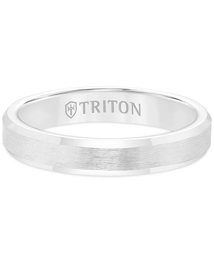 Triton - Men's White Tungsten Carbide Ring, Wedding Band (3mm)