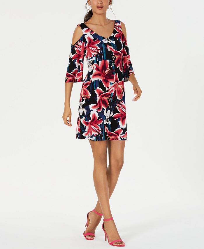 Connected cold shoulder dress clearance