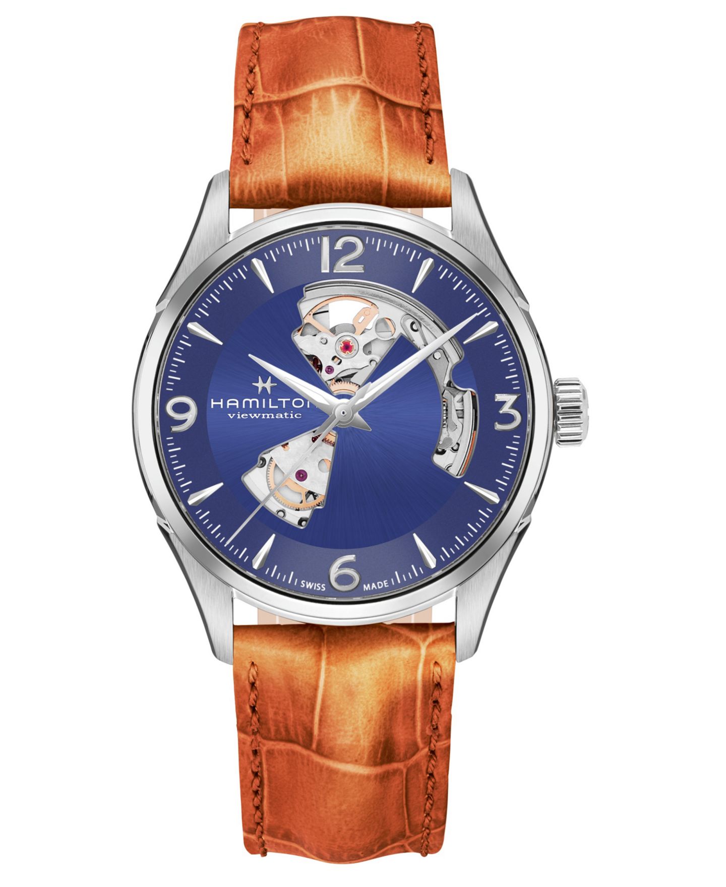 Мужские часы Hamilton Swiss Automatic Jazzmaster с коричневым кожаным ремешком, 40 мм — фото 1