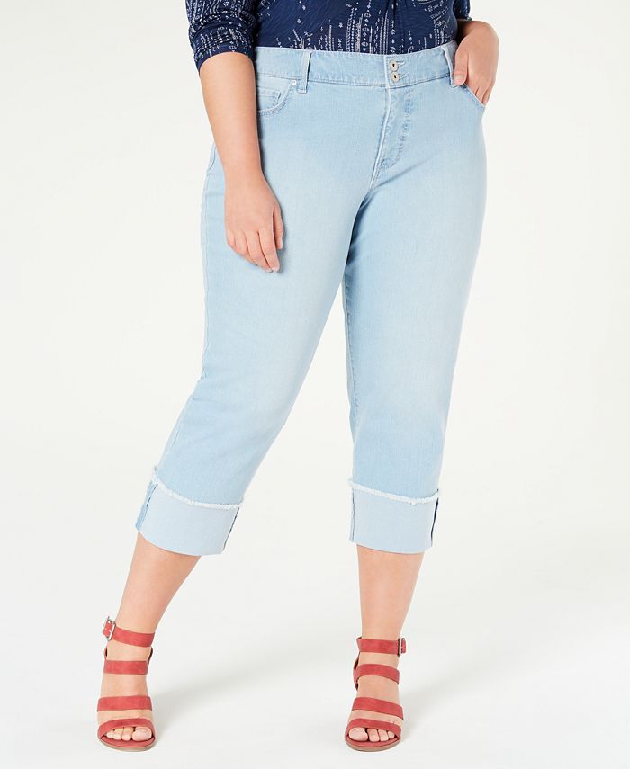 Style & Co Plus Size High-Cuff Capri Jeans, Created for Macy's - Macy's