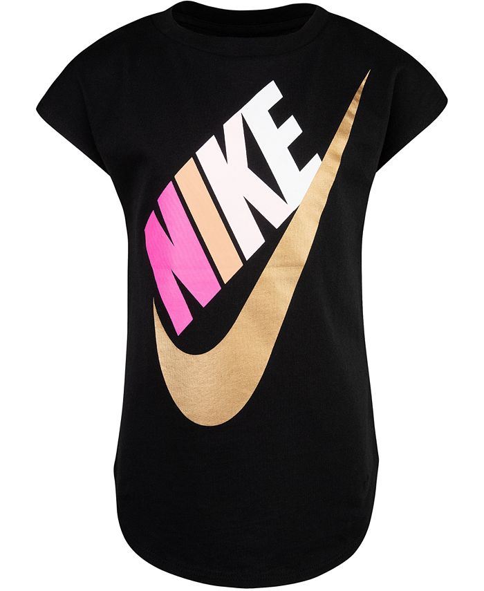 Nike Little Girls Metallic Futura Logo Cotton T-Shirt - Macy's