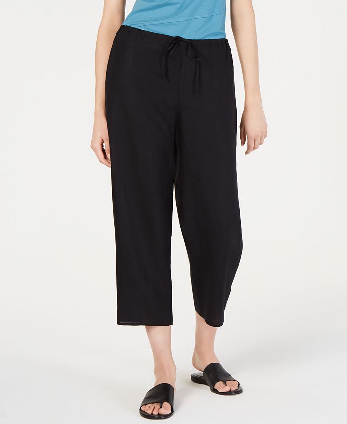 Eileen Fisher Drawstring Organic Cotton Linen Pull-On Pants - Macy's