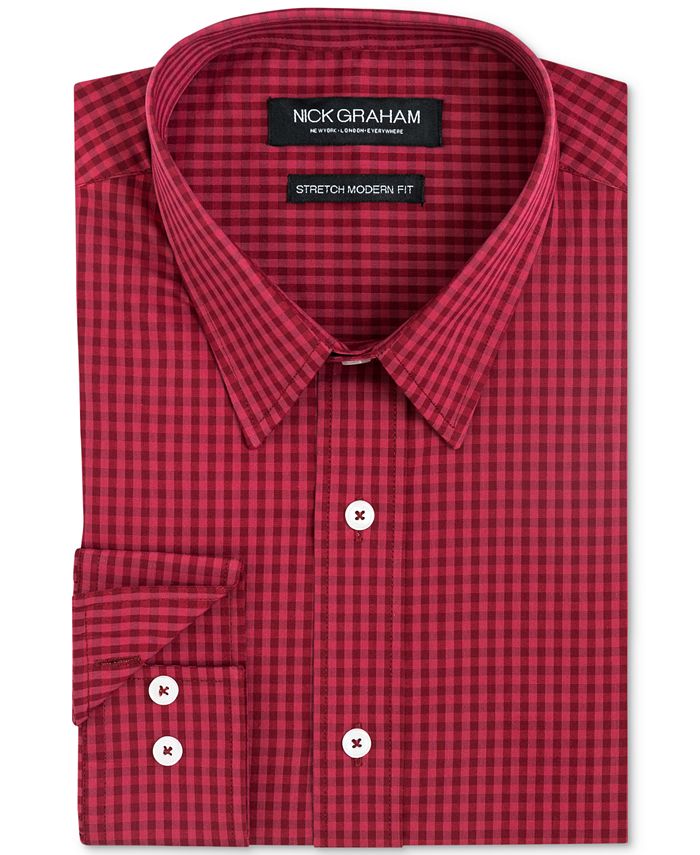 Nick Graham Men's Slim-Fit Gingham Shirt - Macy's