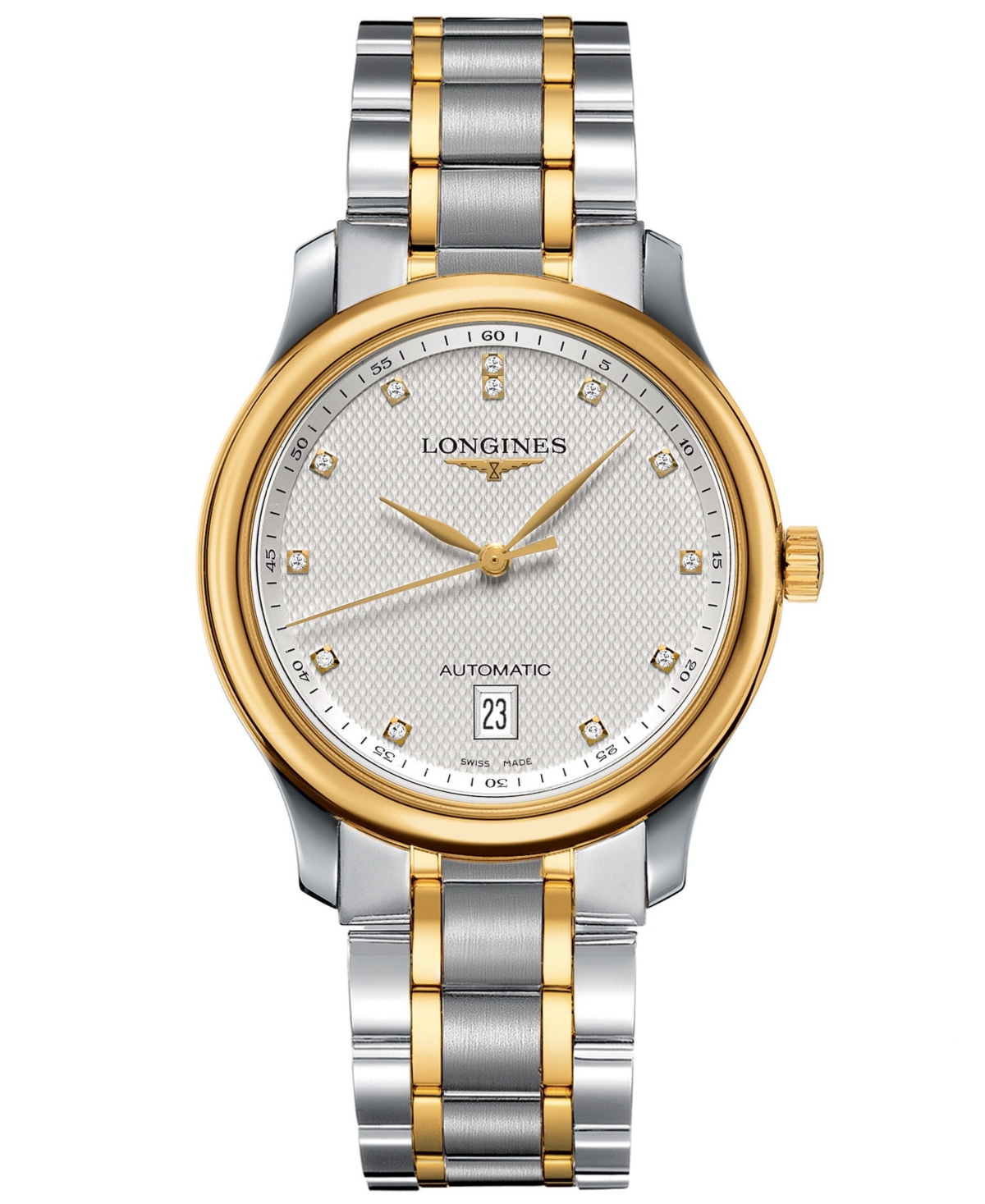 Shop Longines Men's Swiss Automatic Master Diamond Accent 18k Gold And Stainless Steel Bracelet Watch 39mm L262857 In No Color