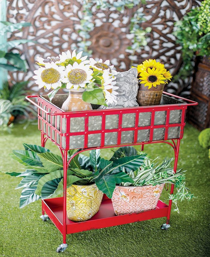 Rosemary Lane Farmhouse Iron and Aluminum Rolling Planter Macy's