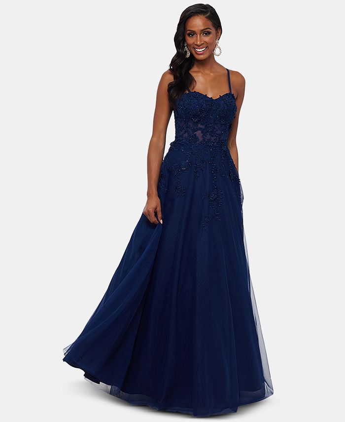Xscape appliqué corset gown outlet