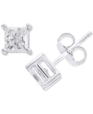 image of Effy Diamond Princess Stud Earrings (1 ct. t.w.) in 14k White Gold