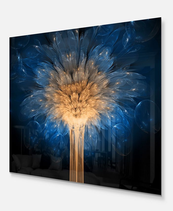 Design Art Designart 'Fractal 3D Blue Dragon Flower' Abstract Metal
