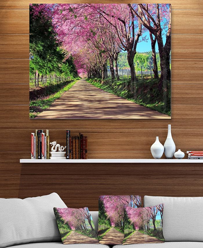Design Art Designart 'Cherry Blossom Pathway In Chiang Mai' Landscape ...