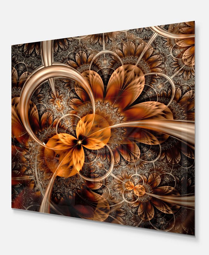 Design Art Designart 'Dark Orange Fractal Flower' Abstract Metal Wall