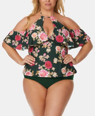 plus size cold shoulder swimsuit