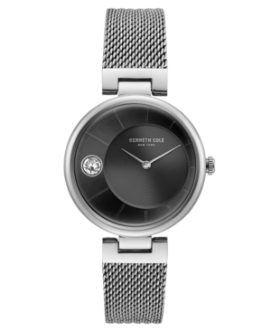 image of Kenneth Cole New York Ladie-s Stainless Steel Mesh Bracelet with Crystal Dial, 34MM