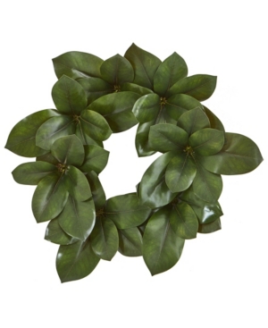 Nearly Natural 22in Magnolia Leaf Artificial Wreath In Green