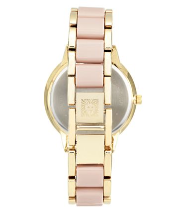 Anne Klein - Women's Gold-Tone Blush Link Bracelet Watch 37mm AK-1412BMGB