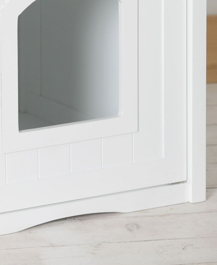 zoovilla Cat Washroom Litter Box Cover or Night Stand Pet House, White