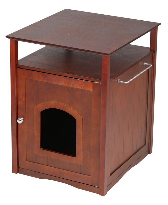 zoovilla Cat Washroom Litter Box Cover or Night Stand Pet House, Walnut