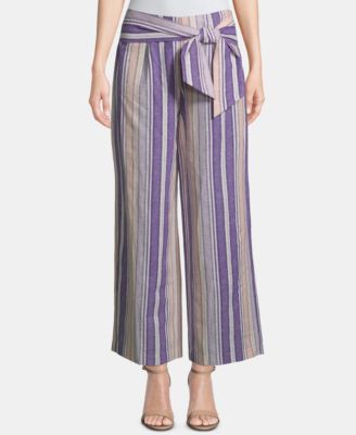 ECI - Striped Tie-Waist Ankle Pants