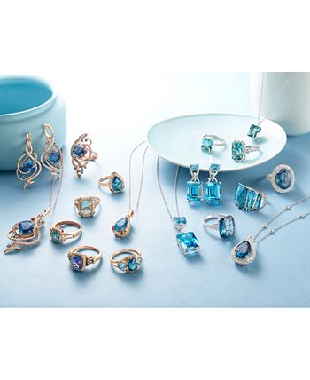 Le Vian - Deep Sea Blue Topaz™ (7-1/2 ct. t.w.) & Diamond (1 ct. t.w.) Drop Earrings in 14k Rose Gold