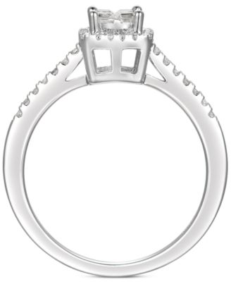 Cubic Zirconia Square Cluster Ring in Sterling Silver