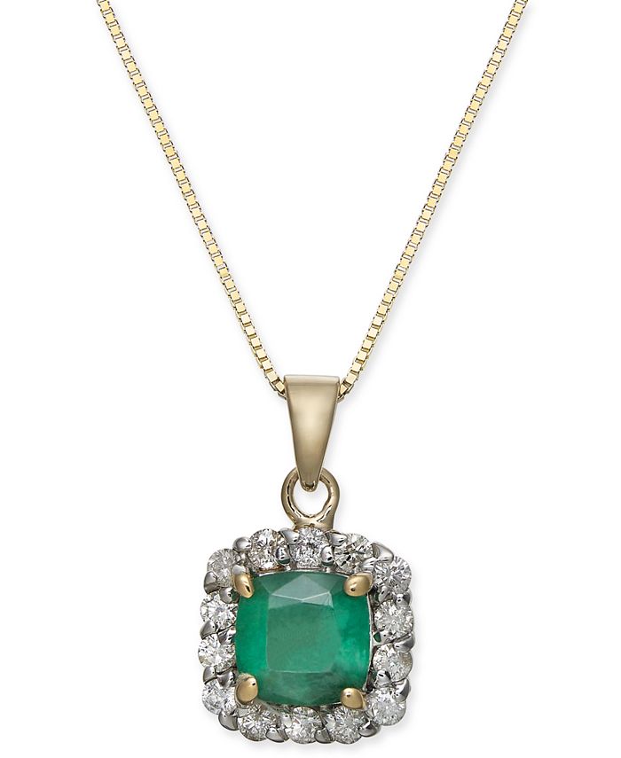 Macy's Emerald (1 ct. t.w.) & Diamond (1/4 ct. t.w.) Halo 18