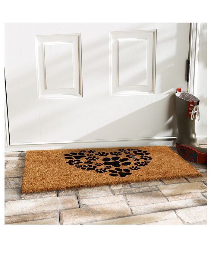 Home & More Heart Paws 17" x 29" Coir/Vinyl Doormat Macy's