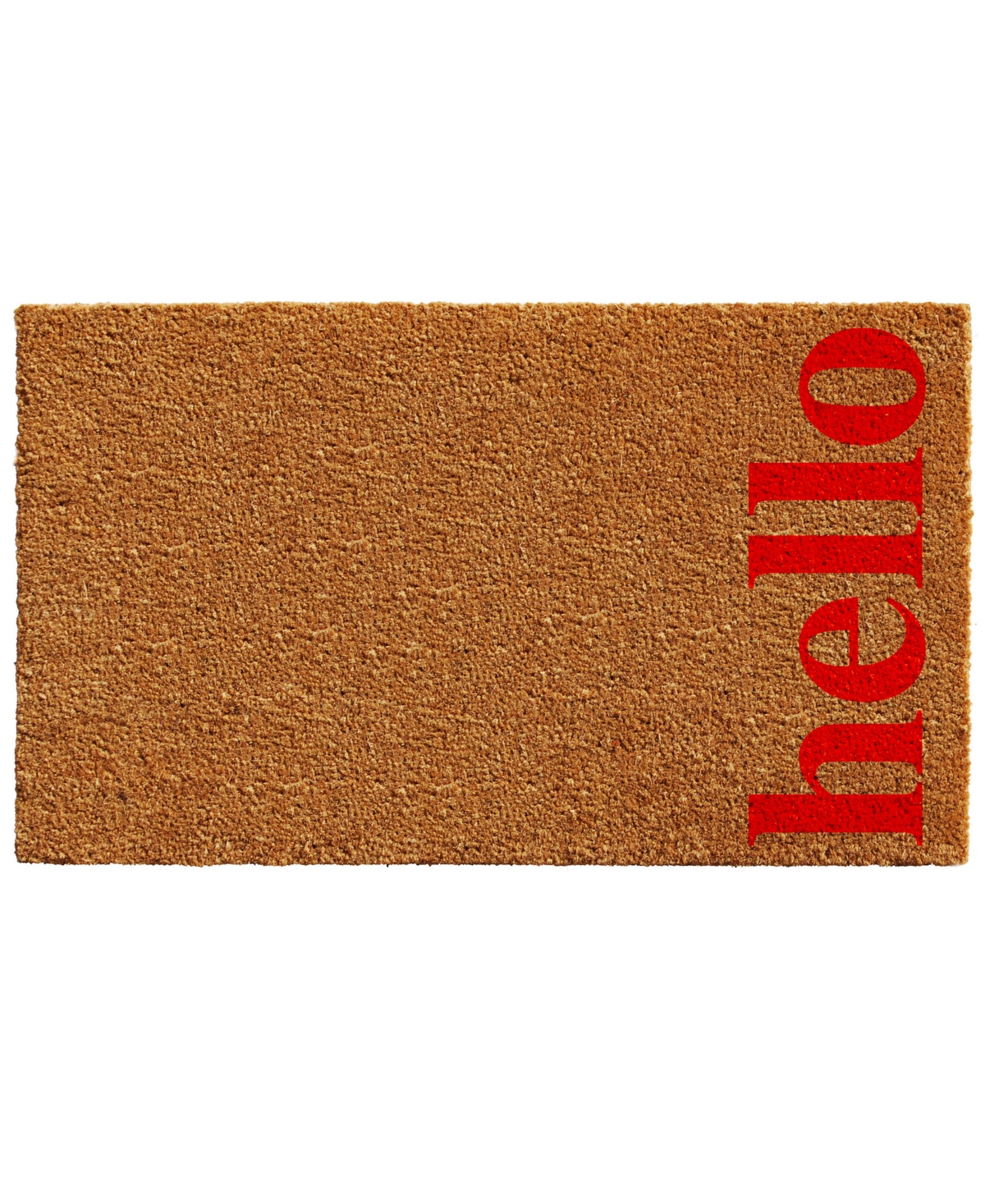 Home & More Vertical Hello Coir/vinyl Doormat, 17" X 29" In Natural,red