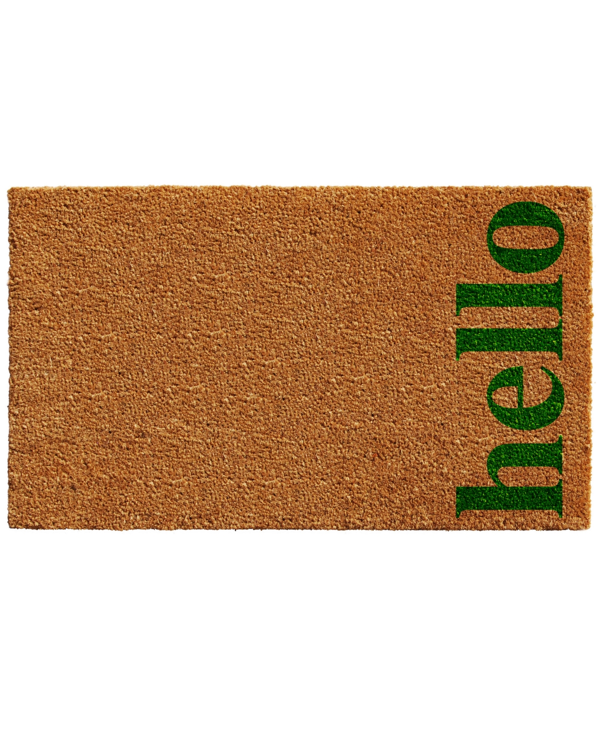 Home & More Vertical Hello Coir/vinyl Doormat, 17" X 29" In Natural,green