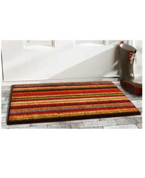 Home & More Palisades Stripe Natural Coir/vinyl Doormat, 17" X 29" In Multi