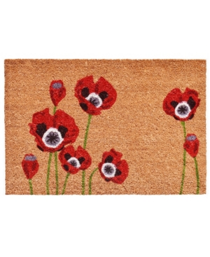 Home & More Red Poppies Coir/vinyl Doormat, 24" X 36" In Multi