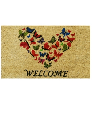 Home & More Butterfly Welcome Coir/vinyl Doormat, 17" X 29" In Multi