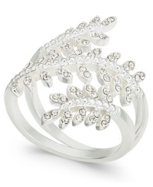 image of Charter Club Silver-Tone Crystal Leaf Wrap Ring, Created for Macy-s