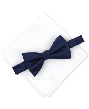 Alfani Men's Solid Texture Pocket Square And Bowtie, Created For Macy's In White