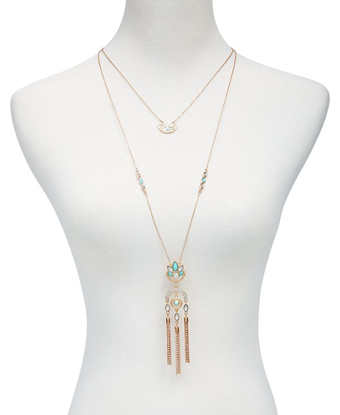 MOLOCH Layered Choker Necklace With Long Tassel Pendant - Handmade 3-Layer Chain For Women