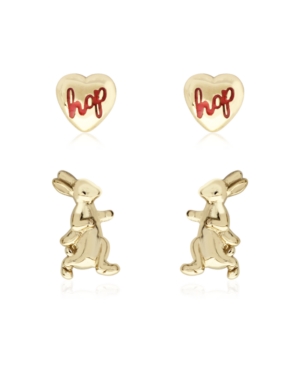 image of Beatrix Potter Gold Plated Silver Walking Peter Set of 2 Stud Earrings