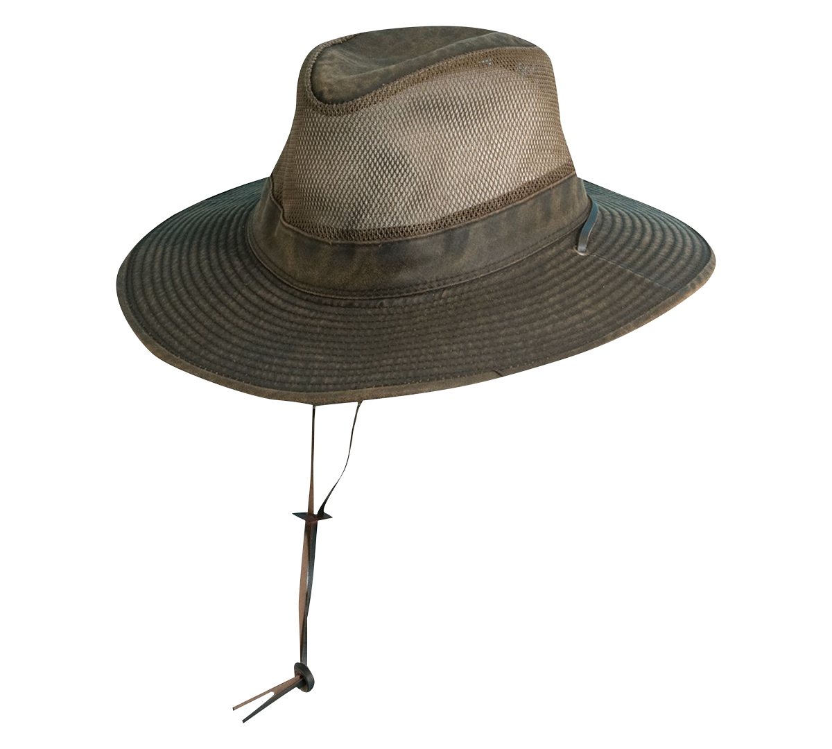 Men's Weathered Big-Brim Mesh Safari Hat - Brown