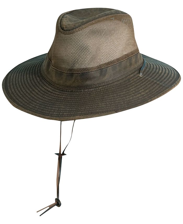 Scala Men&s Weathered Cotton Mesh Hat - Brown - Large
